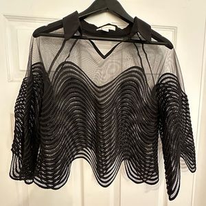 Black detailed sheer top